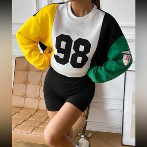 SHEIN Color Bock Drop Shoulder Sweater